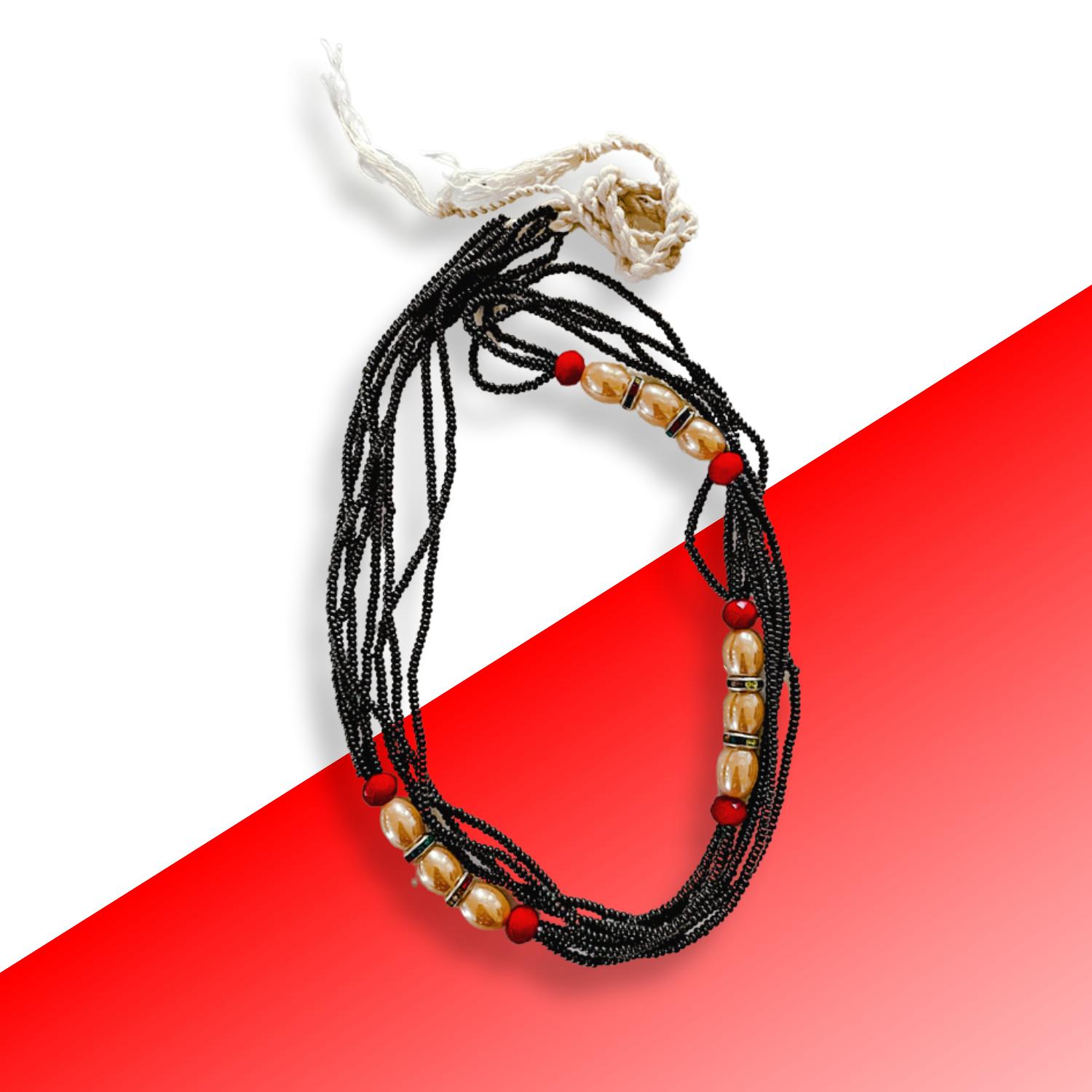 Red and black waist beads hotsell