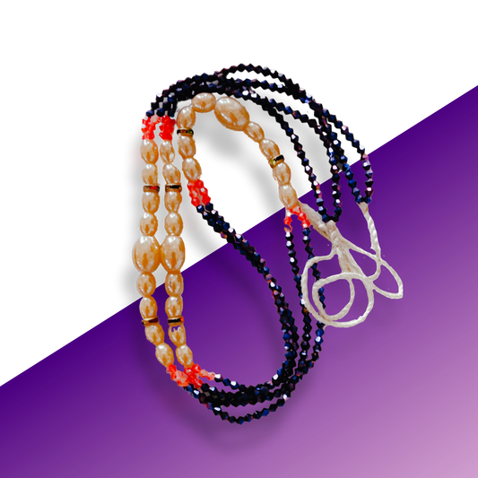 Pearl Purple & Orange Specialty Multi Strand Waist Beads